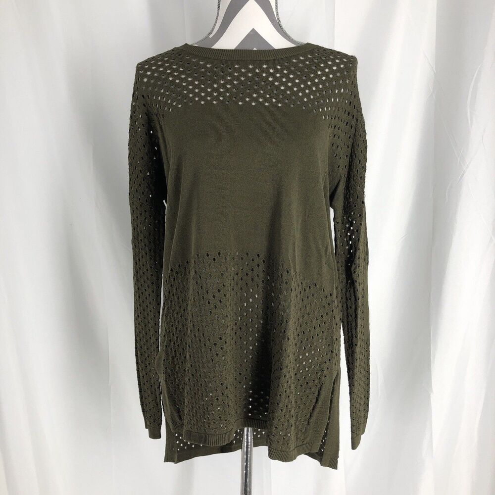Topshop Olive Green Pullover Sweater Oversized  Stretchy Tunic 4